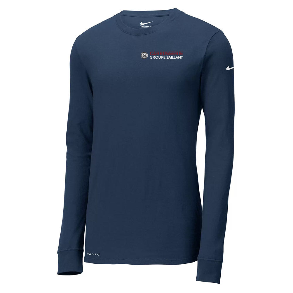 T-shirt Nike Dri-FIT Coton / Poly à manches longues pour homme - Carrosserie Groupe Saillant